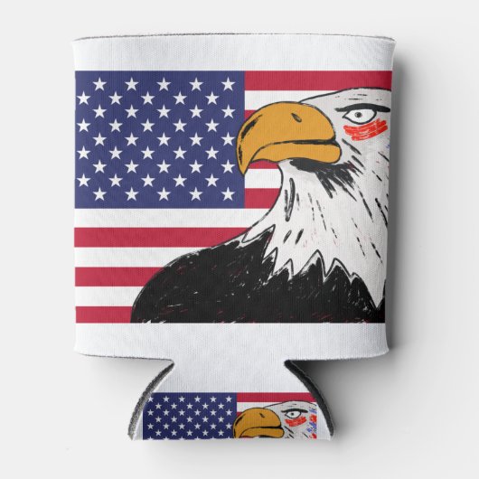 Amerikaanse tekening van een adelaar blikjeskoeler (Voorkant)