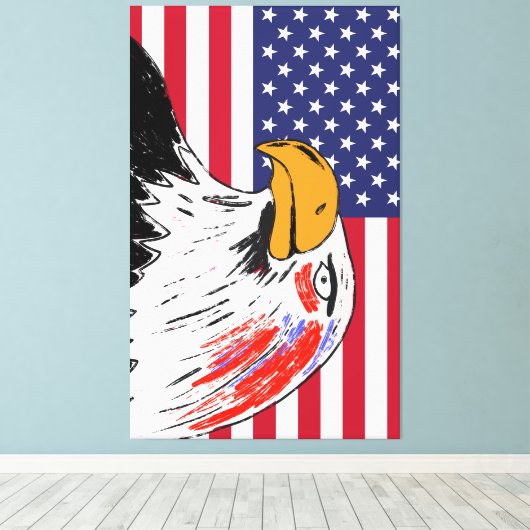 Amerikaanse tekening van een adelaar canvas afdruk (Insitu (Houten vloer))