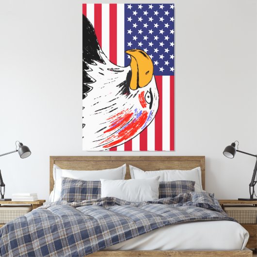 Amerikaanse tekening van een adelaar canvas afdruk (Insitu (Slaapkamer))