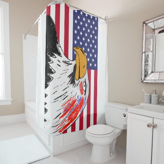 Amerikaanse tekening van een adelaar douchegordijn (In situ)