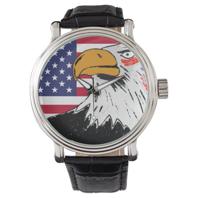 Amerikaanse tekening van een adelaar horloge (Voorkant)
