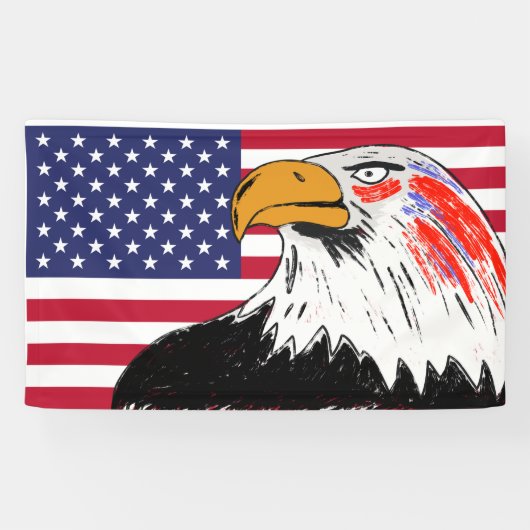 Amerikaanse tekening van een adelaar spandoek (Horizontaal)