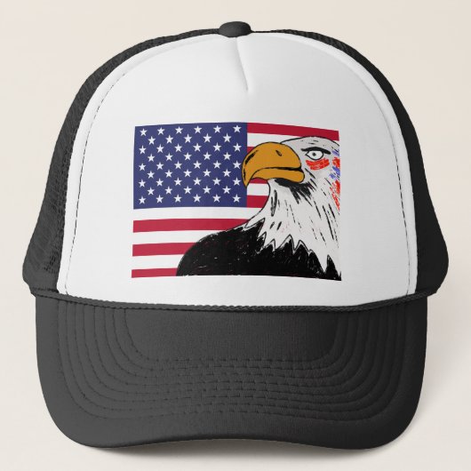 Amerikaanse tekening van een adelaar trucker pet (Voorkant)
