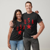 Amerikaanse tekst en ster verontruste rode print t-shirt (Unisex)