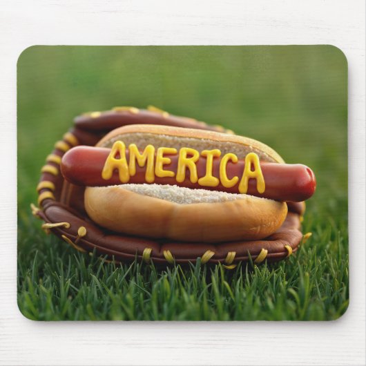 Amerikaanse tekst over een hotdog in honkbalhandsc muismat (Voorkant)