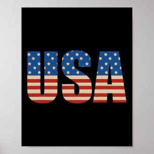 Amerikaanse tekst Vlag Shirt - Amerikaanse Vlag Pa Poster