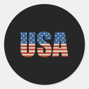 Amerikaanse tekst Vlag Shirt - Amerikaanse Vlag Pa Ronde Sticker