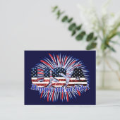 Amerikaanse tekstvlag glitters vuurwerk Happy 4 ju Briefkaart (Staand voorkant)