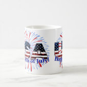 Amerikaanse tekstvlag glitters vuurwerk Happy 4 ju Koffiemok (Center)