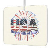 Amerikaanse tekstvlag glitters vuurwerk Happy 4 ju Luchtverfrisser (Links)