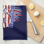 Amerikaanse tekstvlag glitters vuurwerk Happy 4 ju Theedoek (Quarter Fold)