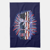 Amerikaanse tekstvlag glitters vuurwerk Happy 4 ju Theedoek (Verticaal)