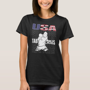Amerikaanse Tennis USA Flag Support Ping Pong T T-shirt