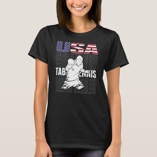 Amerikaanse Tennis USA Flag Support Ping Pong T T-shirt (Voorkant)
