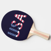 Amerikaanse Text American Flag op Custom Navy Blue Tafeltennisbatje (Zijkant)