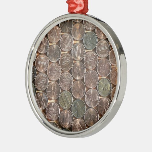 Amerikaanse textiel van Lincoln Pennies Metalen Ornament (Links)