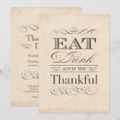 -Amerikaanse Thanksgiving Dinner Invitations Kaart (Voorkant / Achterkant)