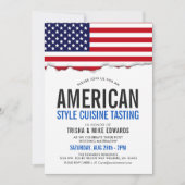Amerikaanse thema keuken | Party Flag Witte Uitnod Kaart (Voorkant)