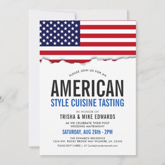 Amerikaanse thema keuken | Party Flag Witte Uitnod Kaart (Voorkant)