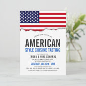 Amerikaanse thema keuken | Party Flag Witte Uitnod Kaart (Staand voorkant)