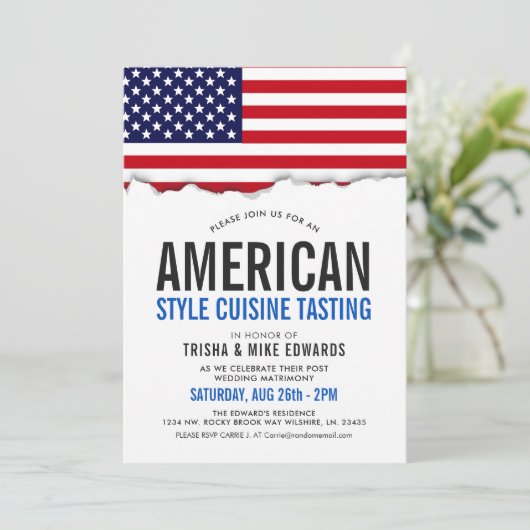 Amerikaanse thema keuken | Party Flag Witte Uitnod Kaart (Staand voorkant)