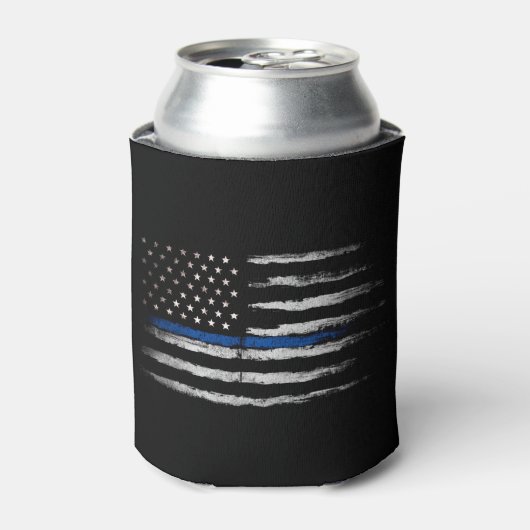 Amerikaanse Thin Blue Line vlag Blikjeskoeler (Blikje Voorkant)