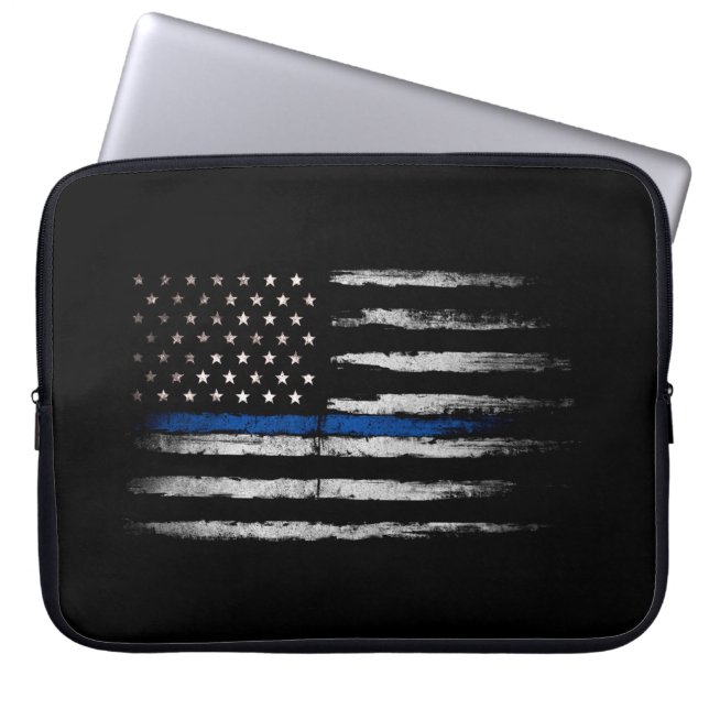 Amerikaanse Thin Blue Line vlag Laptop Sleeve (Voorkant)