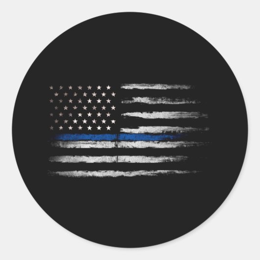 Amerikaanse Thin Blue Line vlag Ronde Sticker (Voorkant)