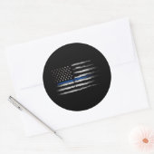 Amerikaanse Thin Blue Line vlag Ronde Sticker (Envelop)