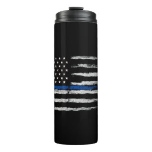 Amerikaanse Thin Blue Line vlag Thermosbeker