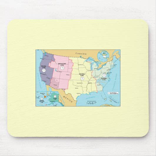 Amerikaanse tijdzones muismat (Voorkant)