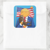 Amerikaanse toneelvarken vierkante sticker (Tas)
