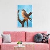 Amerikaanse Torenvalk Aquarel Vogel Kunst Canvas Afdruk (Insitu (Woonkamer))