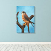 Amerikaanse Torenvalk Aquarel Vogel Kunst Canvas Afdruk (Insitu (Houten vloer))