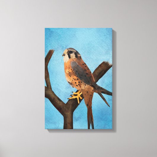 Amerikaanse Torenvalk Aquarel Vogel Kunst Canvas Afdruk (Voorkant)