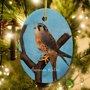 Amerikaanse Torenvalk Aquarel Vogel Kunst Keramisch Ornament