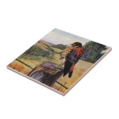 Amerikaanse torenvalk op een Barbed Wire Fence Tegeltje (Zijkant)