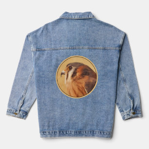 Amerikaanse Torenvalk Schilderij - Originele Vogel Denim Jacket