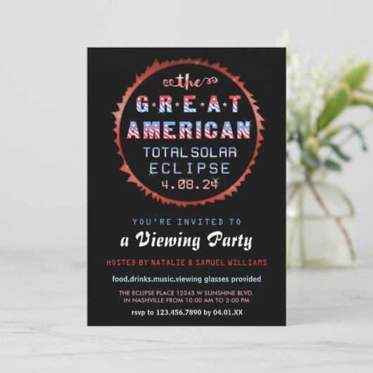 Amerikaanse totale zonsverduistering 2024 kijkfees kaart (Staand voorkant)