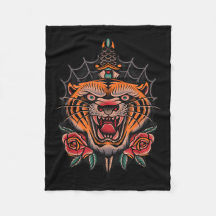 Amerikaanse traditionele tijger Tattoo Fleece Deken