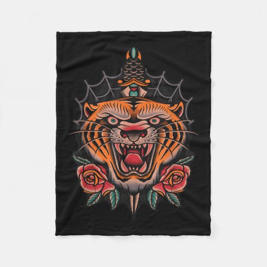 Amerikaanse traditionele tijger Tattoo Fleece Deken (Voorkant)