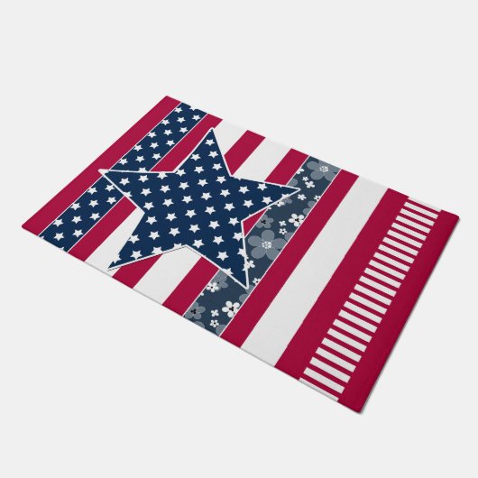 Amerikaanse traditionele vlaggekleurde rode marjoe deurmat (Schuin)