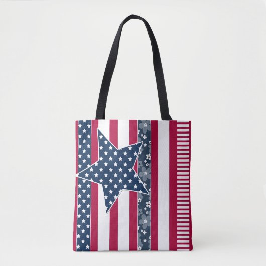 Amerikaanse traditionele vlaggekleurde rode marjoe tote bag (Voorkant)
