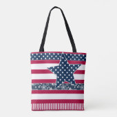 Amerikaanse traditionele vlaggekleurde rode marjoe tote bag (Achterkant)