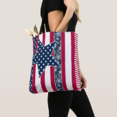 Amerikaanse traditionele vlaggekleurde rode marjoe tote bag (Dichtbij)