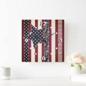 Amerikaanse traditionele vlaggekleurde rode marjoe vierkante klok (Huis)