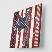 Amerikaanse traditionele vlaggekleurde rode marjoe vierkante klok (Hoek)