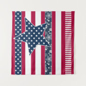 Amerikaanse traditionele vlaggekleurde rode marjoe wandkleed (Voorkant)