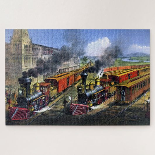 Amerikaanse Trein Scene Afscheid van het Knooppunt Legpuzzel (Horizontaal)