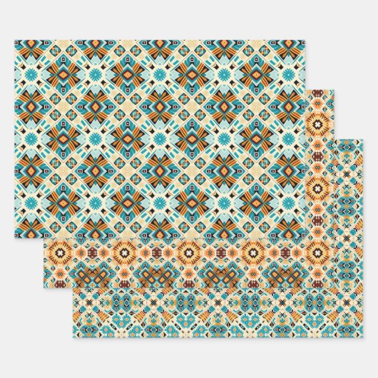 Amerikaanse Tribal Native Naadloze Patroon Set No3 Inpakpapier Vel (Set)